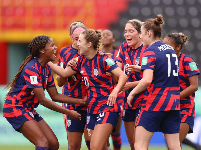 8/11: Ally Sentnor celebrates with teammates after scoring a goal against Ghana during a match between Ghana and United States as part of FIFA U-20 Women