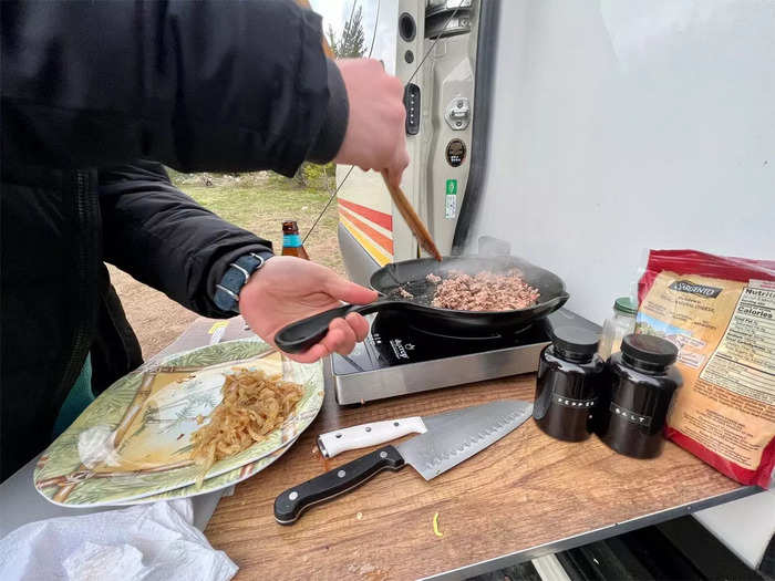 I was surprised by how few pieces of equipment we needed to cook on the road.