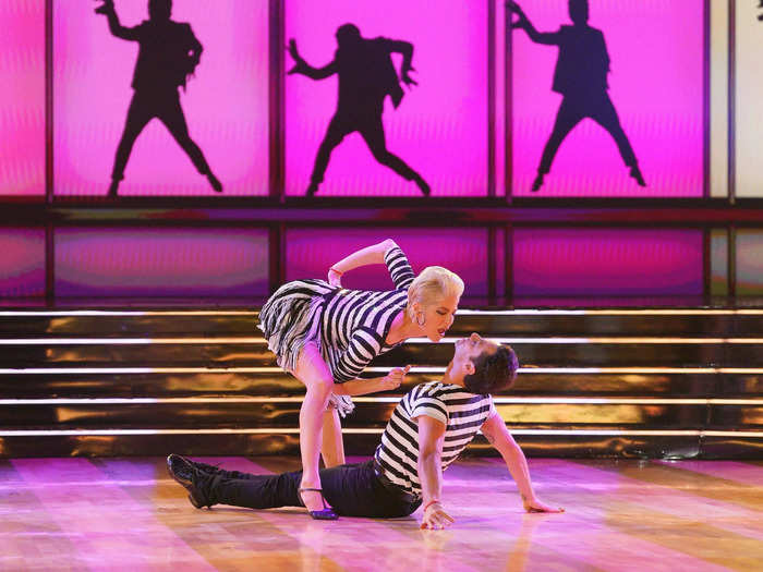 SAFE: Selma Blair danced a polished jive to "Jailhouse Rock" that earned her and partner Sasha Farber a 28 out of 40.