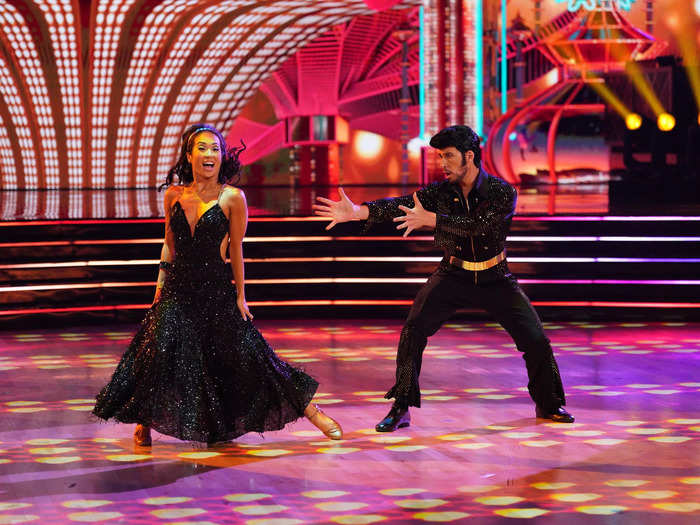 SAFE: Vinny Guadagnino donned an Elvis wig for his quickstep with Koko Iwasaki to "Viva Las Vegas." The pair earned a 27 out of 40.