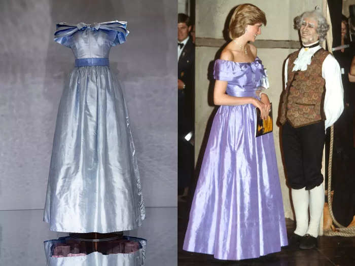 This off-the-shoulder ball gown is typical of the fairytale-esque dresses that Diana wore in the 