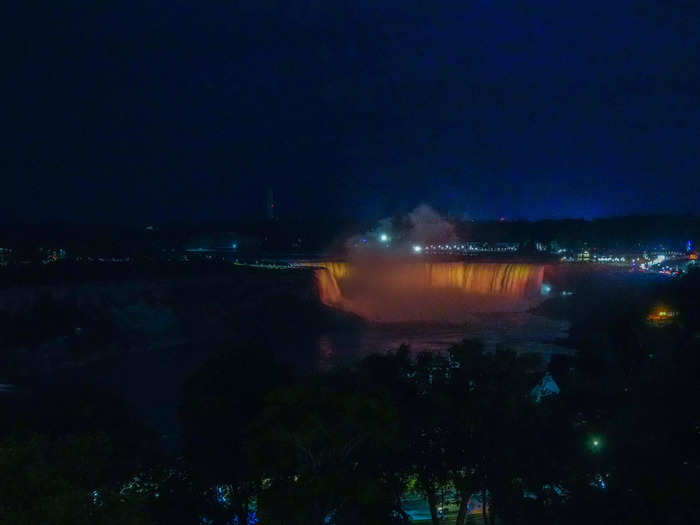 First, the falls started glowing in changing colors, courtesy of the Niagara Falls Illumination board.