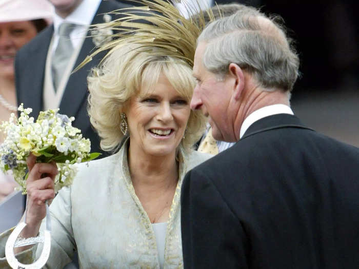 The newlyweds looked gleeful on their wedding day.