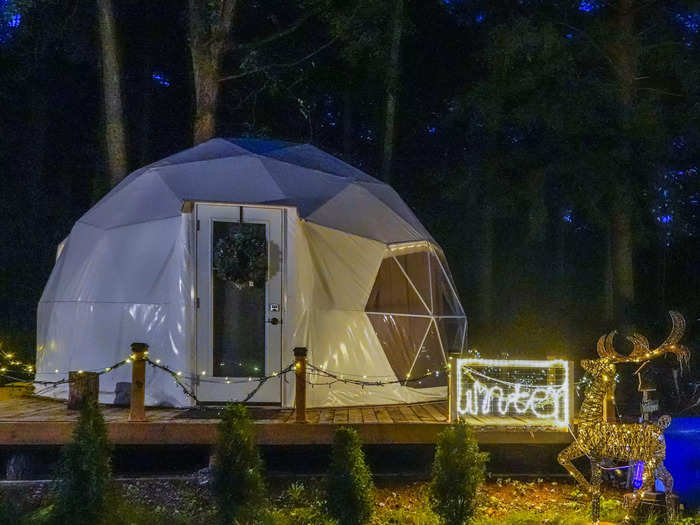 I fell asleep to the patter of the rain on top of my dome while looking at the stars between the trees out the skylight window.