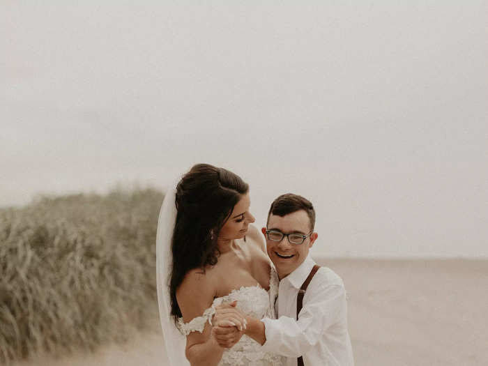 After the first look, Sweeney and Johnston shared a first dance on the beach.