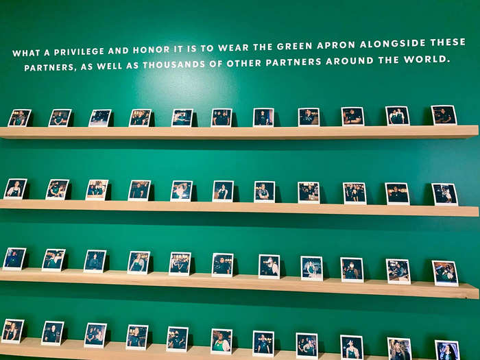 I was invited upstairs, where there was nearly an entire floor functioning as a museum of Starbucks history.