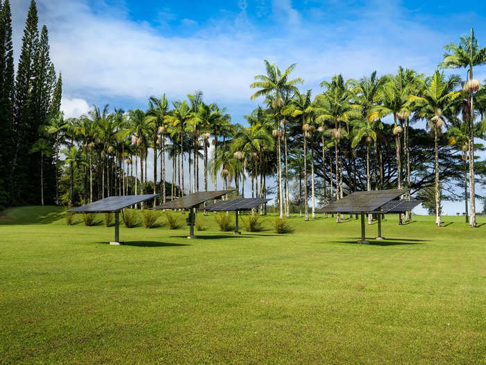 The house does have city utilities, but it also comes with a well and solar panels that are enough to meet all the water and electricity needs of the property.