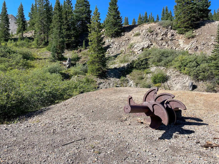 On another section of the trail, I spotted what appeared to be abandoned mining equipment with thick layers of rust.