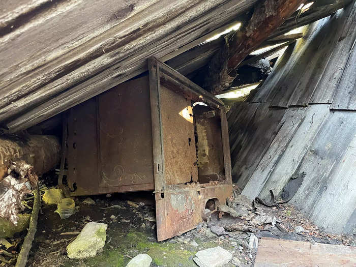 I peered inside the crumbling cabin and eyed what looked like a rusted oven, which would be decades old by this point, I thought.