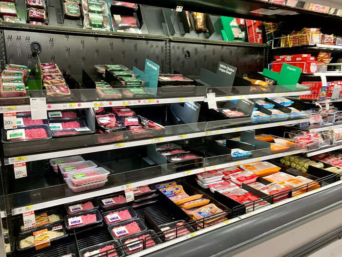 The meat section was the saddest of all, with only a few types of chicken, beef, and plant-based meat.