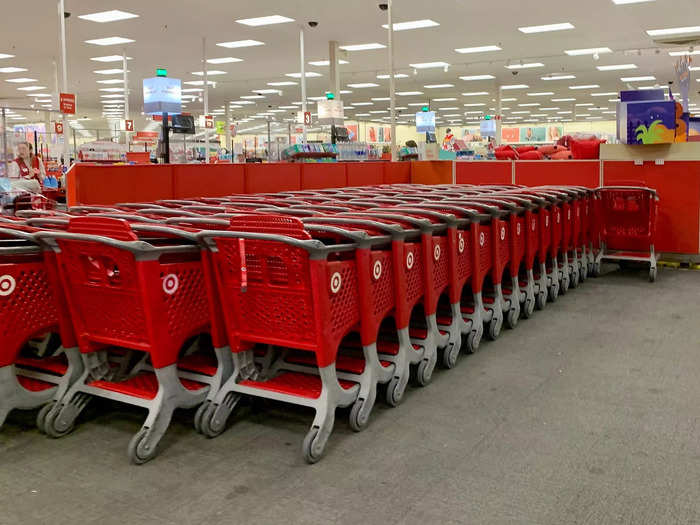 Target has very clear branding, and the first thing I saw when I walked in was the rack of signature plastic red carts.