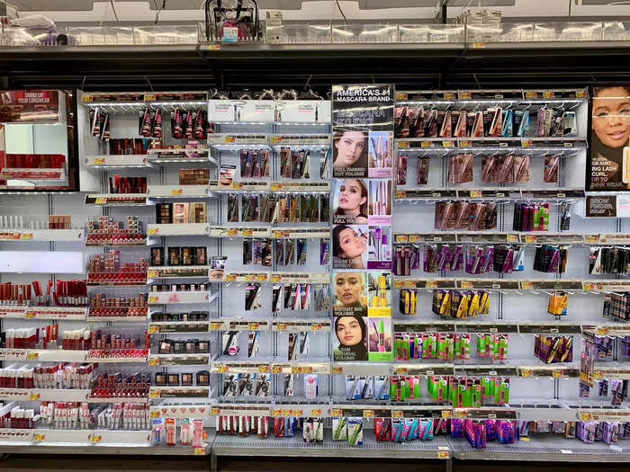 Beauty and personal care items are both available, but they have relatively small sections compared to other parts of the store.