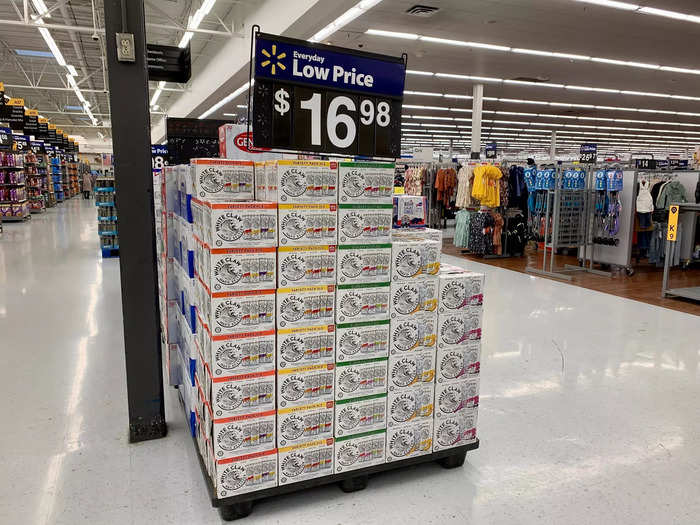 Grocery stores in New York can sell beer, wine, and cider, and Walmart had an extensive selection with White Claws getting their own display.