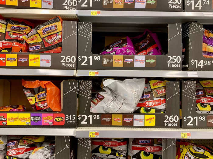 There are also aisles dedicated to bulk candy bags ahead of Halloween.