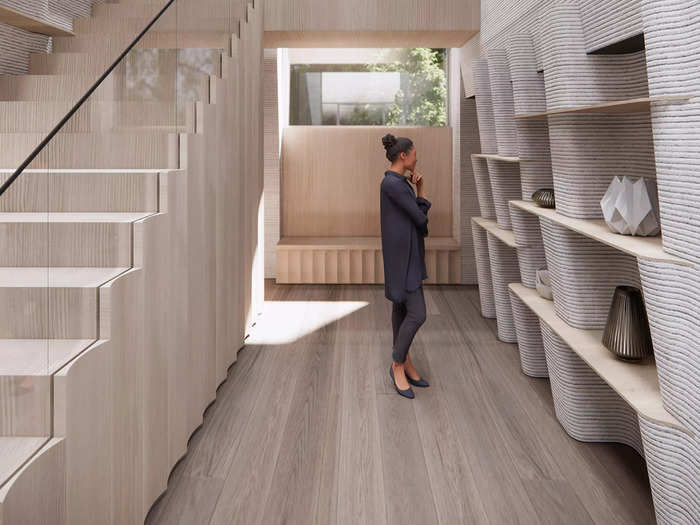 The Houston home will be made up of 3D-printed concrete "cores" that will then be connected by the wood framing …