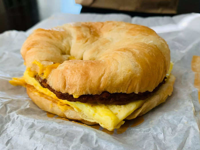 The sausage, egg, and cheese Croissan