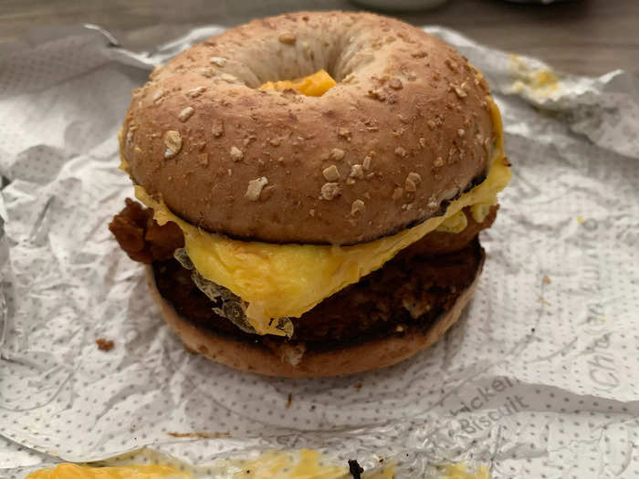 My least favorite sandwich from Chick-fil-A was its chicken, egg, and cheese bagel.