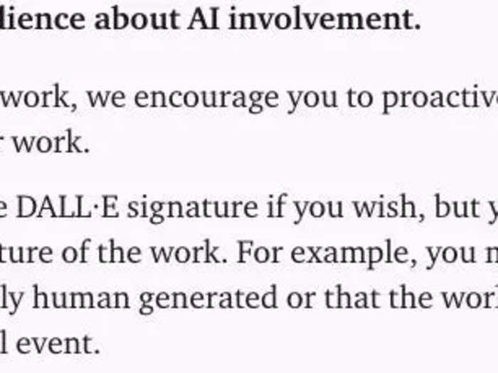 OpenAI encourages DALL·E users to be transparent about the use of AI in the creation of their images.