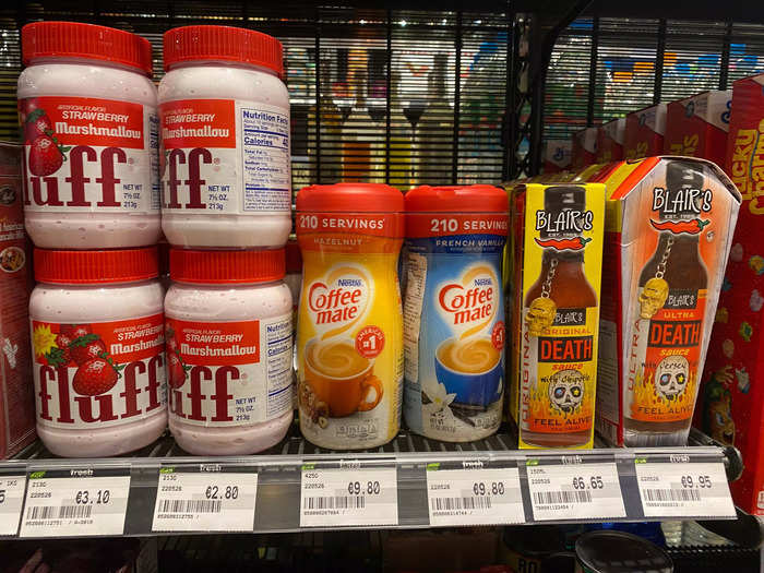 Items like Marshmallow Fluff and coffee creamer are more of a rarity in Ireland.