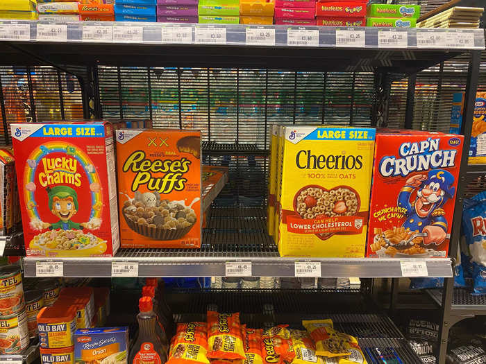 Breakfast cereals are usually the most expensive item in the American section.