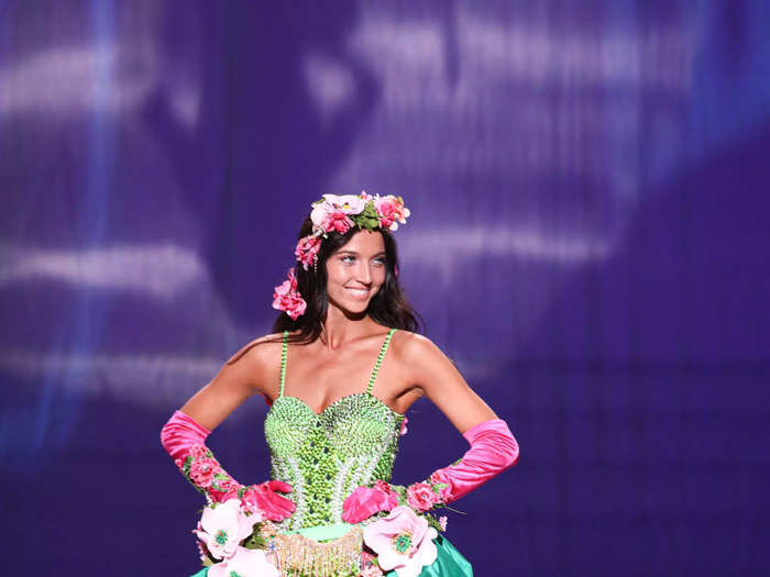 Miss Iowa donned a floral ensemble to showcase her state