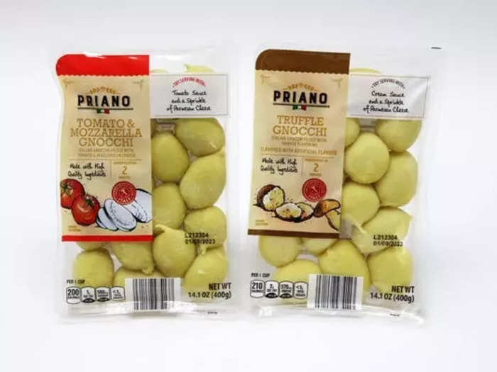 Enjoy pillowy Priano filled gnocchi in truffle or tomato-mozzarella flavors.