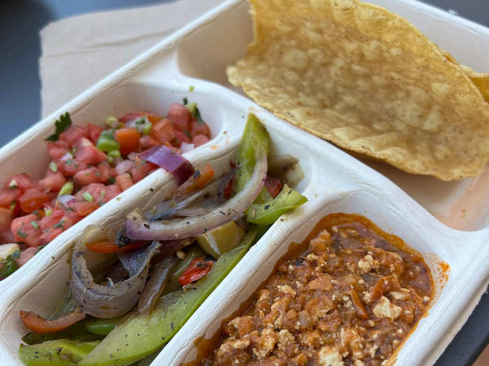 For the little ones, there is a two-taco neatly organized kid’s meal.