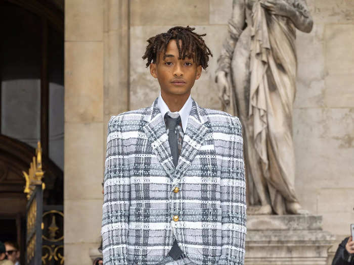 Jaden Smith stood out in plaid at Thom Browne