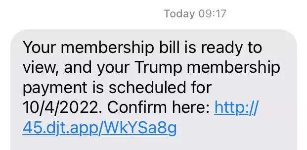 Donald Trump political fundraising text