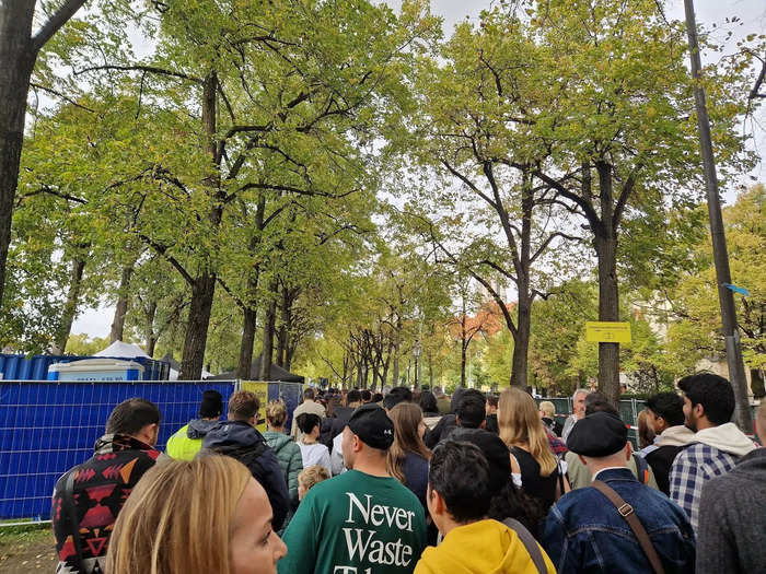 I arrived at Theresienwiese during a busy time, so I had to stand in a long line to enter the festival grounds.