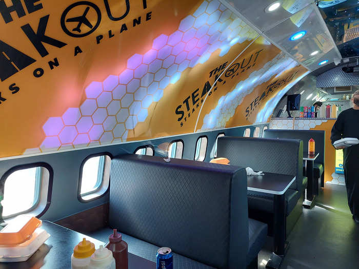 A Boeing 737 fuselage has been converted into a restaurant selling steak, chicken, and fries in Bolton, northern England.