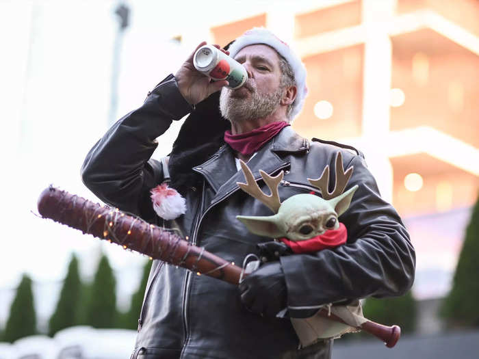 This version of "The Walking Dead" character Negan was ready for the holiday season.