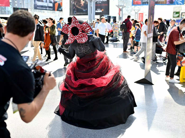 Speaking of "Stranger Things," this fan popped up as a Demogorgon in a black-and-red ballgown.