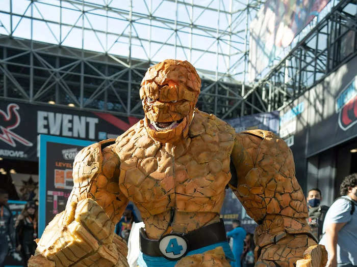 A cosplayer dressed as Fantastic Four member The Thing was ready for clobberin
