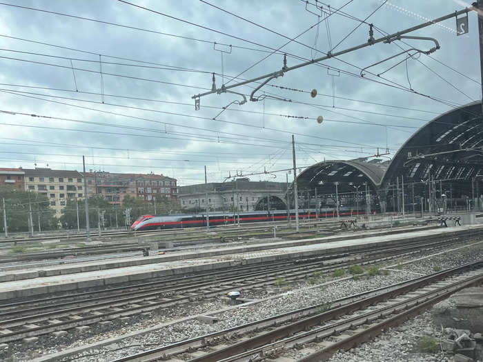 I thought that for $14, the journey on Frecciarossa ETR 500 was a bargain. The train almost reached 300 kph, getting me to another major Italian city in under an hour. I appreciated this, along with the onboard features including the screens, the charging points, and the foldable tables, which made my experience more enjoyable.