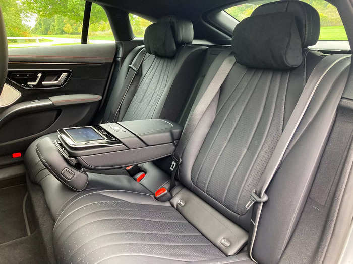 My test car came with the $1,690 "Executive Rear Seat Package," which is meant to transform the EQS from a car to drive, into a car to be driven in.