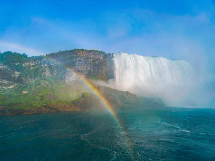 During the daytime, I spotted rainbows in front of the falls.