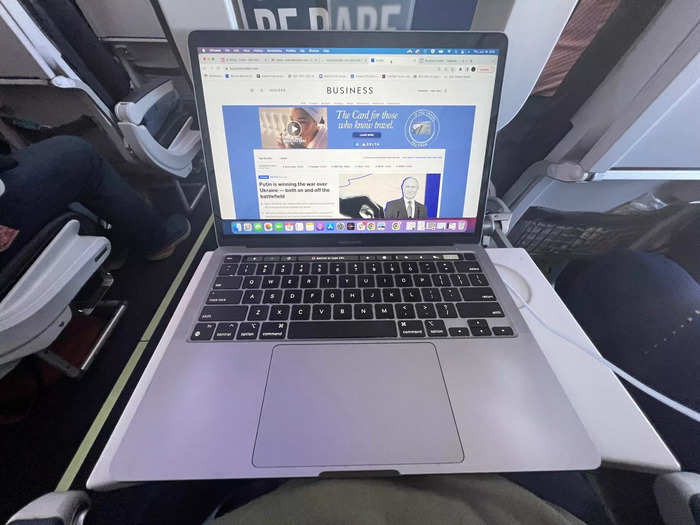 …and large tray tables. I worked for most of the flight and had plenty of space for my laptop.