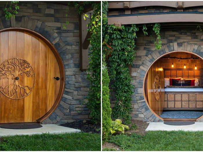 A separate wooden side door visible from the outside also leads to the master bedroom.