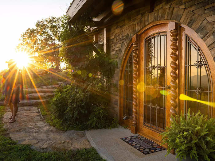 The Parrishes found the eye-catching front door at an antique shop in North Carolina for around $1,200.