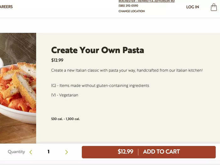 Next time, though, I would probably just order the create your own pasta.