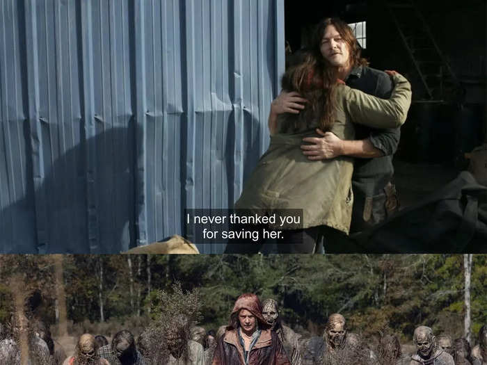 Daryl thanked Lydia for saving Carol.