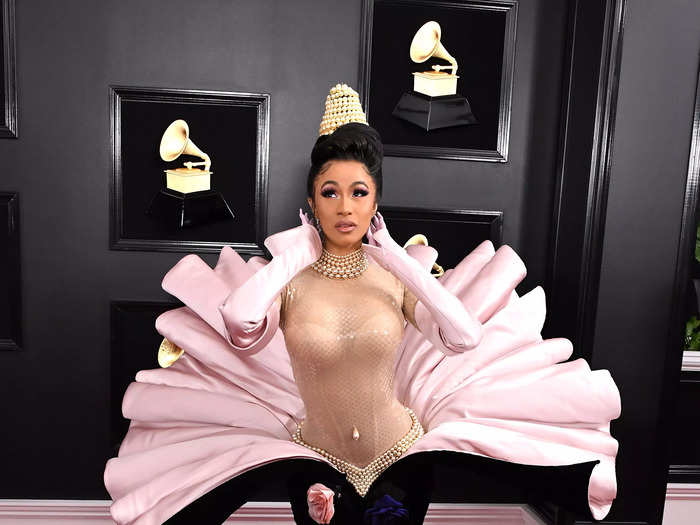 Cardi B wore an archival Mugler gown inspired by the "Birth of Venus" to the 2019 Grammy Awards.