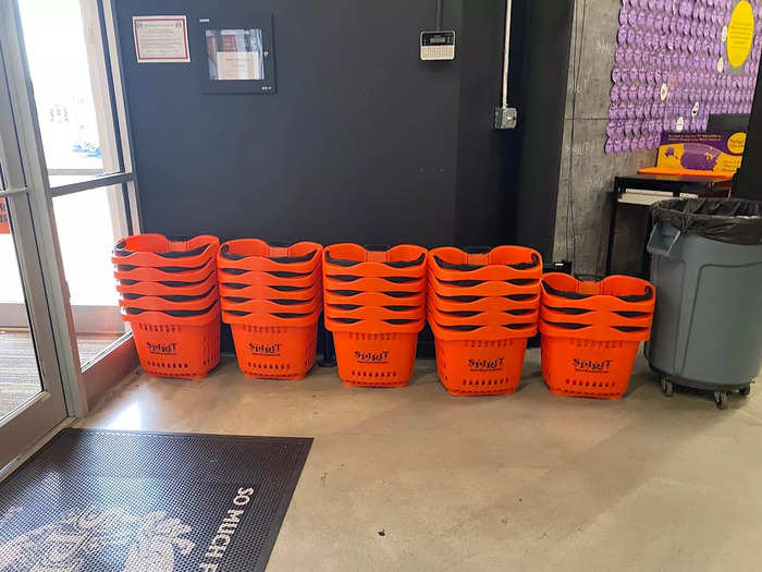 The store is so big that there were rolling baskets available for customers.