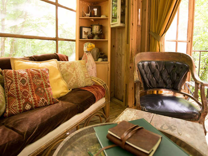 Unique artifacts in the sitting room include fossils and a plaster cast of a Siberian Tiger paw.