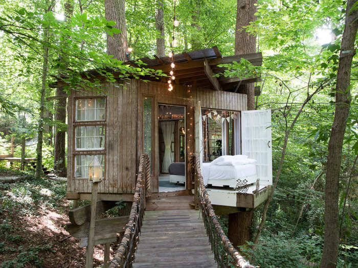 The treehouse is just minutes from downtown Atlanta.