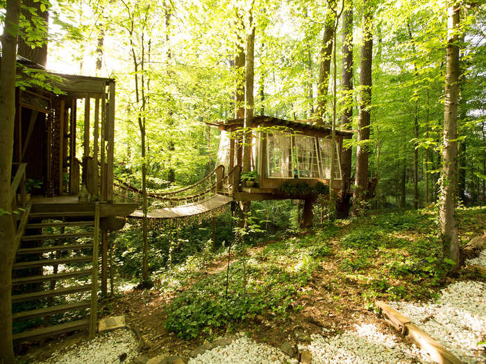 Bahouth had a treehouse as a child and had the idea of building another one on his neighboring property as an adult.