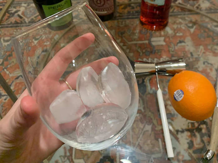 I filled the glass with ice.