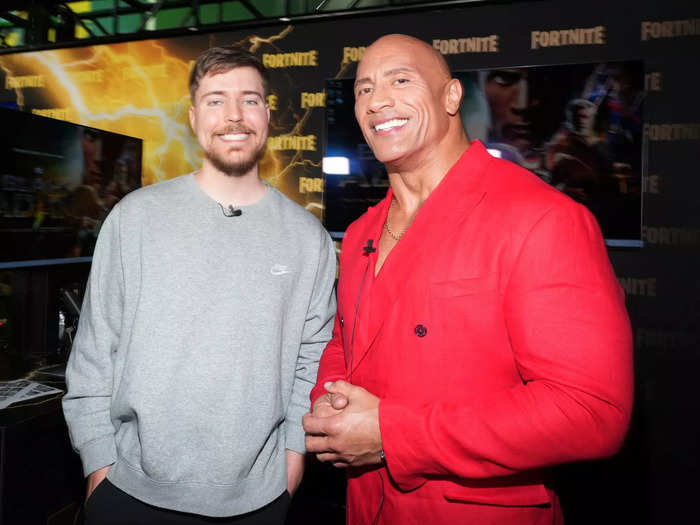 YouTube star MrBeast was also photographed with the "Black Adam" star.