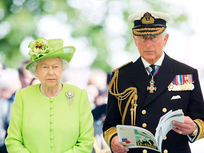 Queen Elizabeth and Charles stood together at a D-Day anniversary event in 2014.